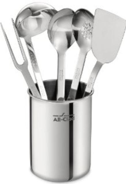 All-Clad TSET1 Stainless Steel Kitchen Tool Set Caddy Included, 6-Piece, Silver