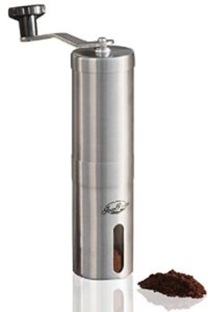 JavaPresse Manual Coffee Grinder | Conical Burr Mill for Precision Brewing | Brushed Stainless Steel