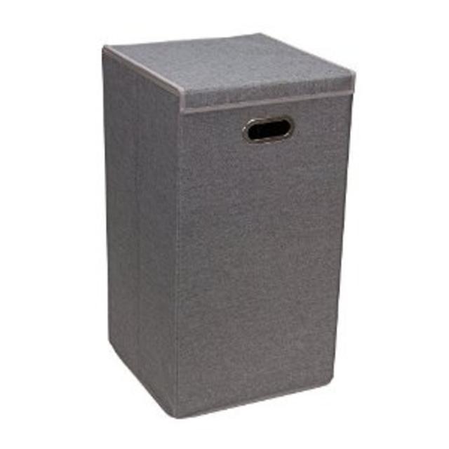 Household Essentials Collapsible Clothes Hamper with Magnetic Lid Closure, Single, Grey