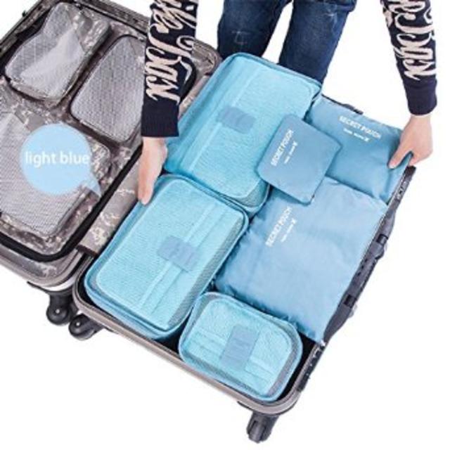 Cocoly 6 sets travel Organizers Packing Cubes Luggage Organizers Compression Pouches Light Blue