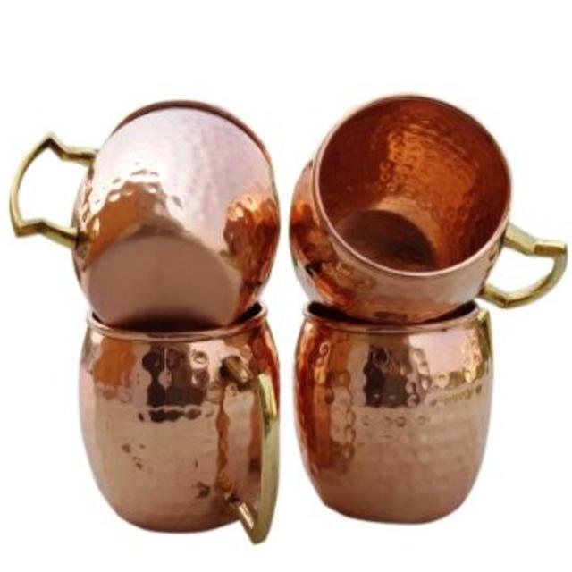 Hammered Copper Moscow Mule Mug Handmade of 100% Pure Copper, Brass Handle Hammered Moscow Mule Mug / Cup....
