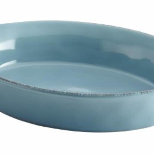 Rachael Ray Cucina Stoneware 2-Quart Oval Baker, Agave Blue