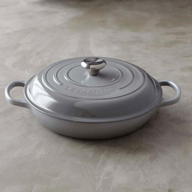 Le Creuset Signature Cast-Iron Braiser in French Grey (3 1/2-Qt.)