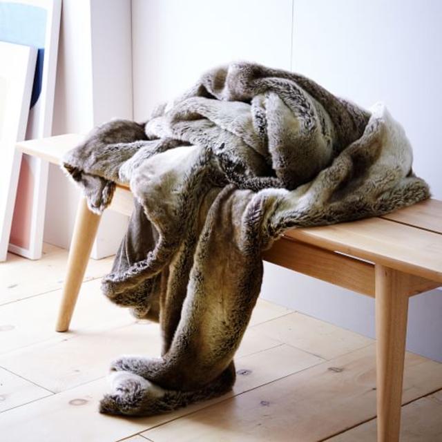 Faux Fur Ombre Throw - Mocha
