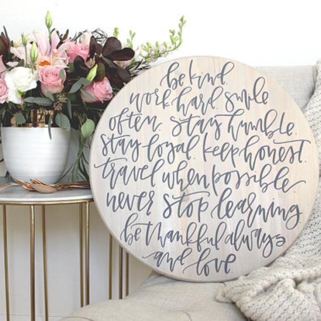 Hand Lettered Calligraphy Wood Serving Board