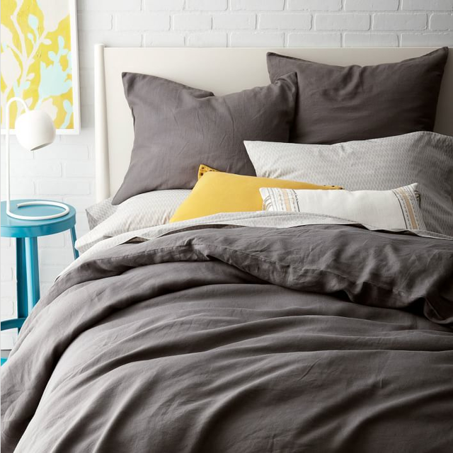 Belgian Flax Linen Duvet Cover. QUEEN size, in SLATE