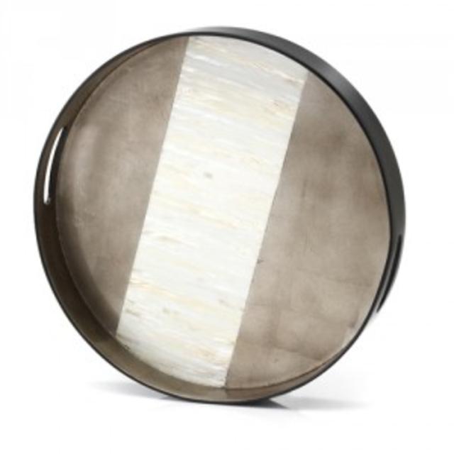 Mother of Pearl Espresso Lacquer Round Tray