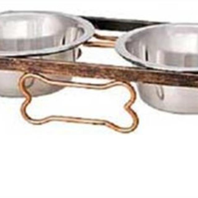 Loving Pets Black Label Collection Rustic Bone Diner for Dogs, Aged Copper