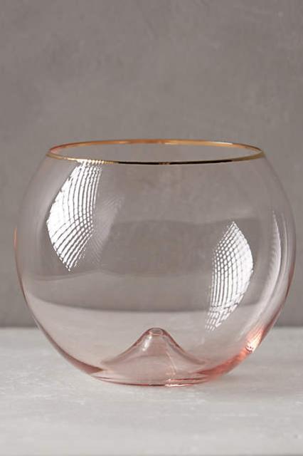 Gilded Rim Stemless Glass