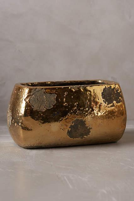Metallic Crackle Herb Pot