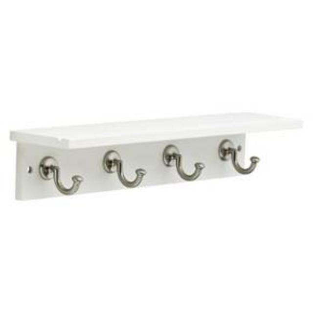 Product description page - 18" Hennepin Hook Rail with Ledge - White/Satin Nickel - Threshold™