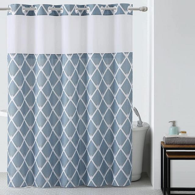 Hookless Diamond Shower Curtain with Peva Liner, 71 X 74, Blue
