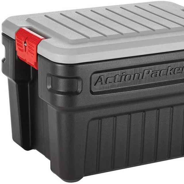 Rubbermaid ActionPacker️ 24 Gal Lockable Storage Bins Pack of 2, Industrial, Rugged Storage Containers with Lids