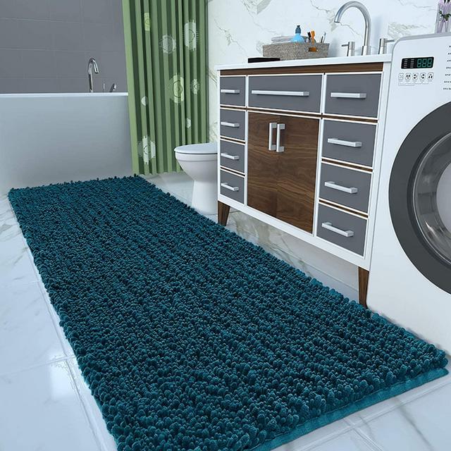 Yimobra Original Luxury Shaggy Bath Mat, 44.1 X 24 Inches, Peacock Blue