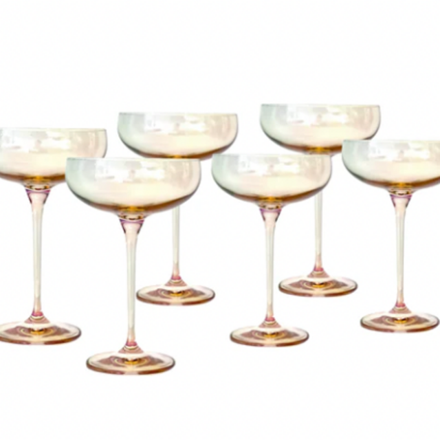 Estelle Colored Champagne Coupe Stemware - Set of 6 {Iridescent}