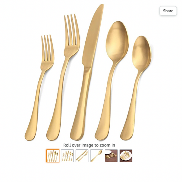 Matte Gold Silverware Set