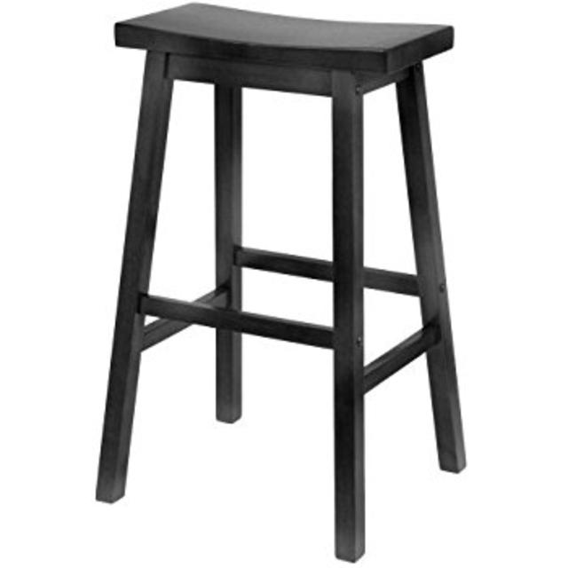 Winsome Wood 29-Inch Saddle Seat Bar Stool, Black