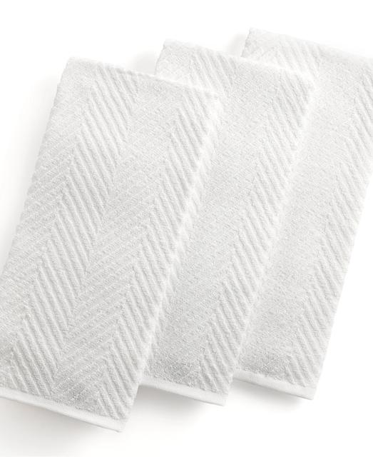 Martha Stewart Collection Kitchen Towels, Set of 3 Textured Terry White