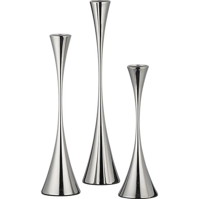 3-Piece Arden Mirrored Stainless Stell Taper Candle Holder Set