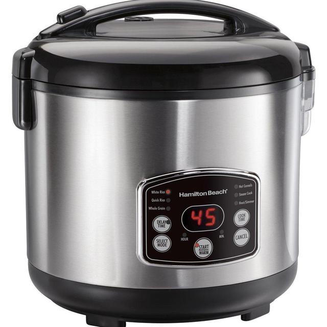 Hamilton Beach Rice & Hot Cereal Cooker, 7-Cups uncooked resulting in 14-Cups (Cooked), with Steam & Rinse Basket (37548)