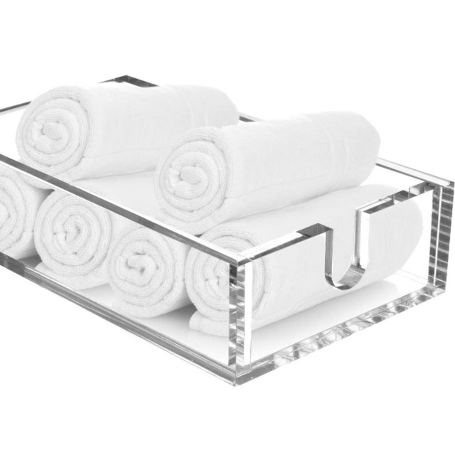 Royal Imports Acrylic Guest Towel Napkin Holder, Clear Fancy Paper Hand Napkin Tray Caddy Storage for Buffet, Kitchen, Dining, Bathroom, Party, 6"x10"x2.5"