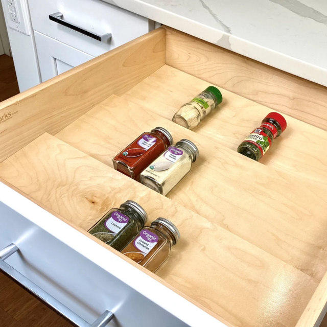 Custom Kitchen Spice Rack Drawer Organizer Insert Tray