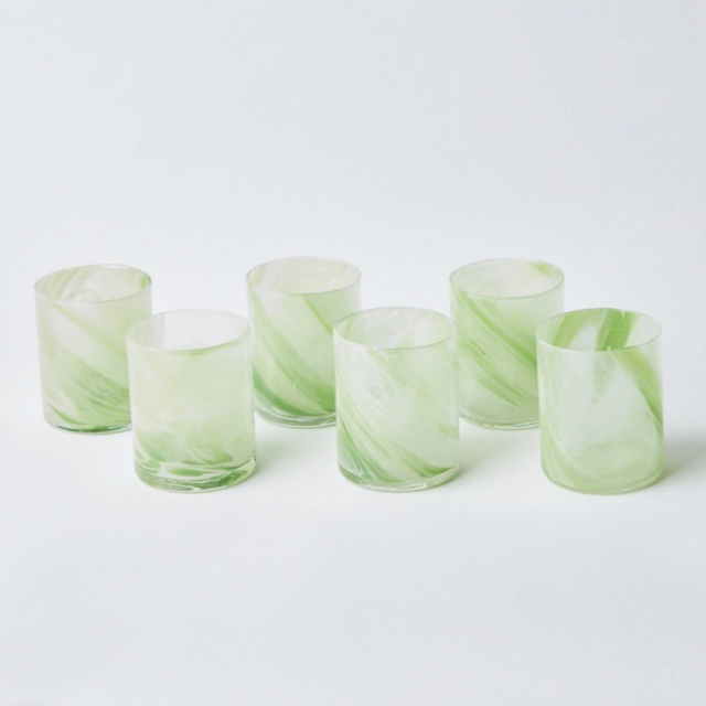 Murano Apple Green Glasses (Set of 6)