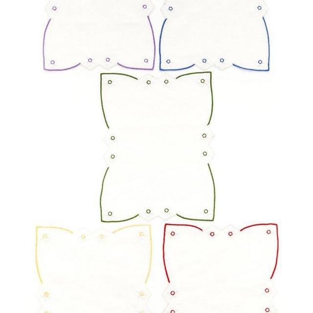 Set-Of-Five Floral Linen Cocktail Napkins