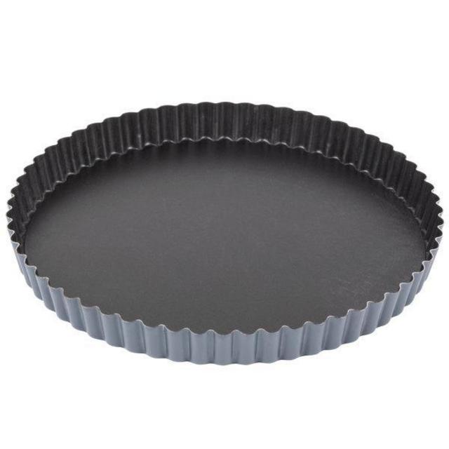 MATFER BOURGEAT Exopan Fluted Tart Pan with Removable Bottom, 9 1/2" Diameter, Dark Gray