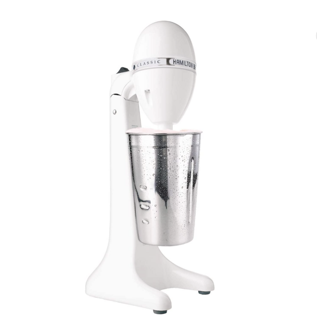 Hamilton Beach 727B DrinkMaster Electric Drink Mixer, Restaurant-Quality Retro Milkshake Maker & Milk Frother, 2 Speeds, Extra-Large 28 oz. Stainless Steel Cup, White