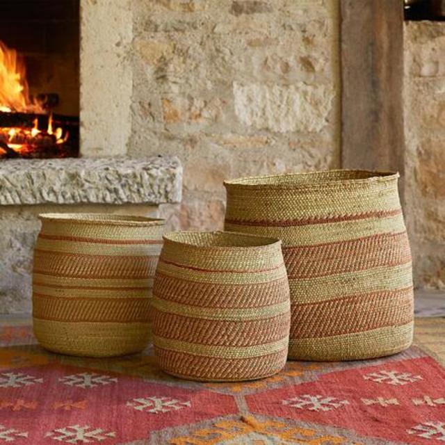 iringa stripe baskets, set of 3
