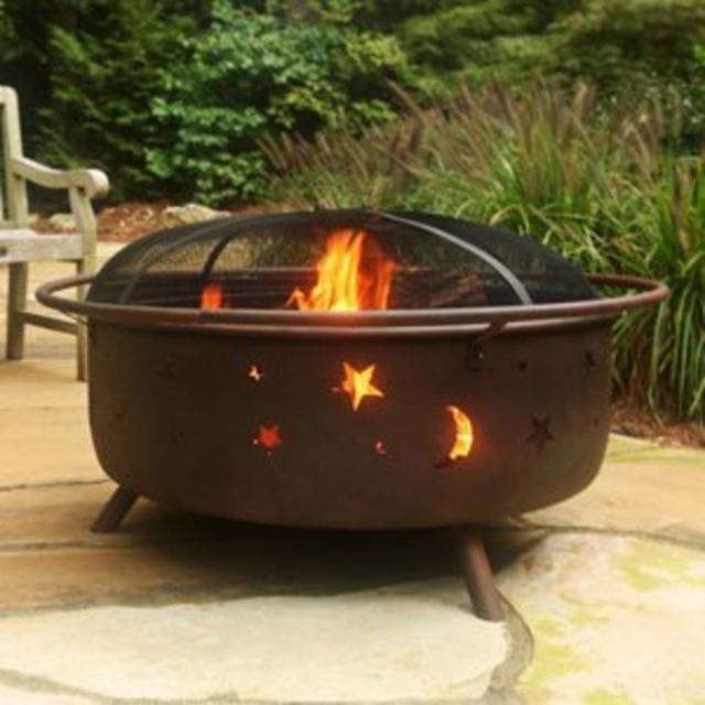 Sunnydaze 42 Inch Large Cosmic Outdoor Patio Fire Pit with Spark Screen