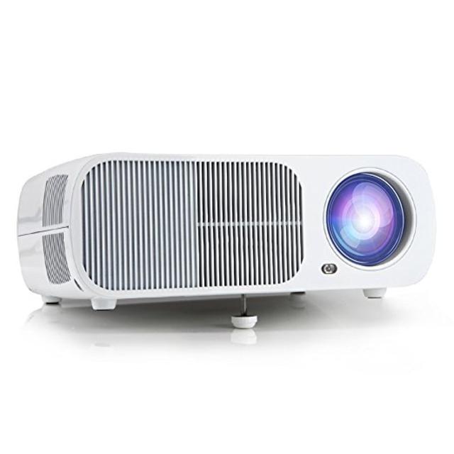 iRULU Portable Multimedia LED Video Projector with VGA USB TV AV HDMI for Home Cinema Theater, Child Games - White