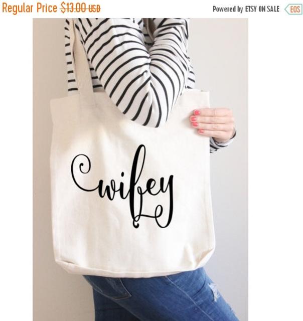 Wifey Canvas Tote, Shopping Tote, Custom Canvas Tote, Grocery Tote, Canvas Tote, Christmas Gift, Wedding Day Tote Bag, Honeymoon Tot