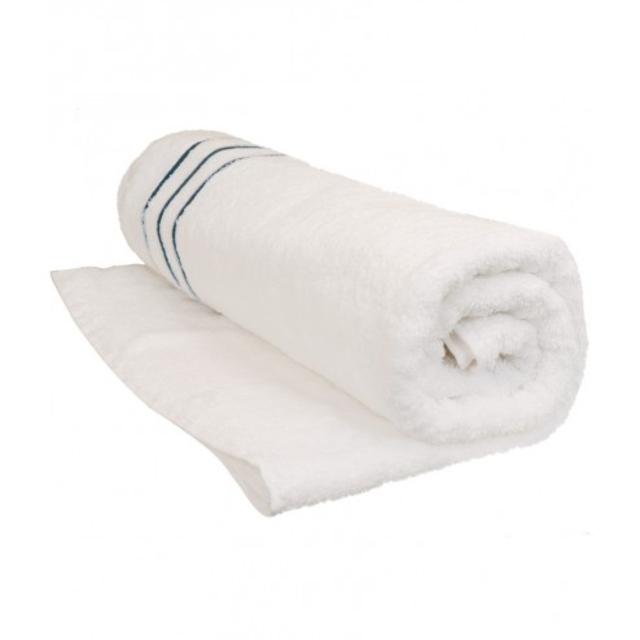 Bamboo Bath Sheet - White with Blue Lagoon