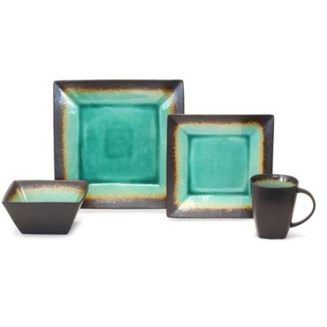 Better Homes and Gardens Jade Crackle 16-Piece Dinnerware Set
