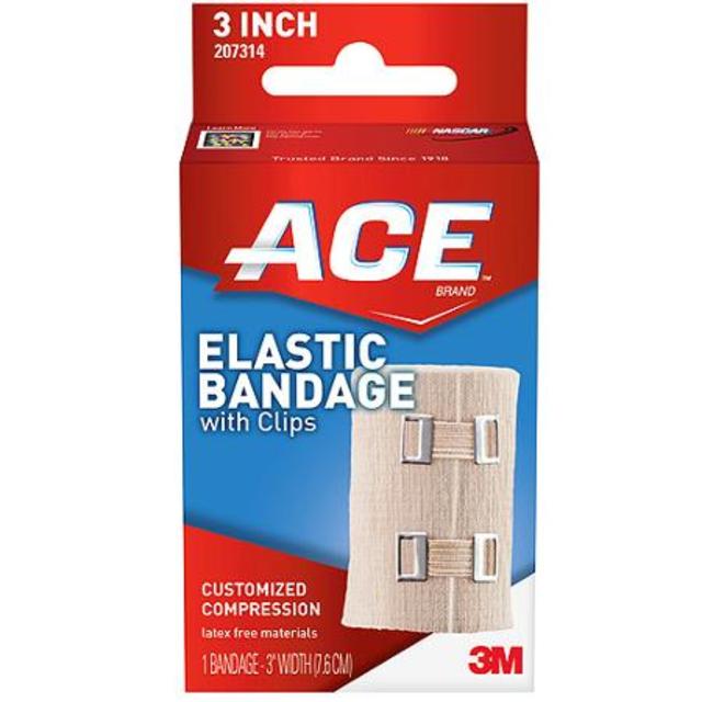 ACE Elastic Bandage w/clips, 3 in, 207314