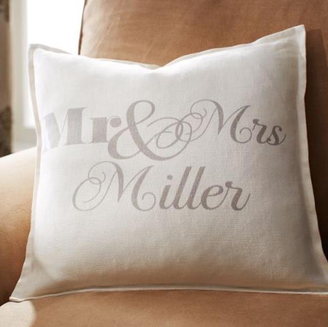 Personalized Mr. & Mrs. Printed Pillow Cover, 18"