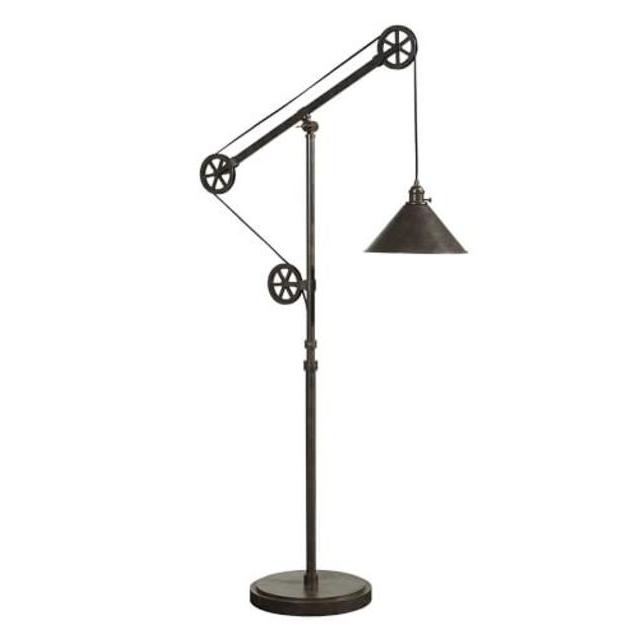 CFL Warren Pulley Metal Task Floor Lamp, Rustic Iron finish