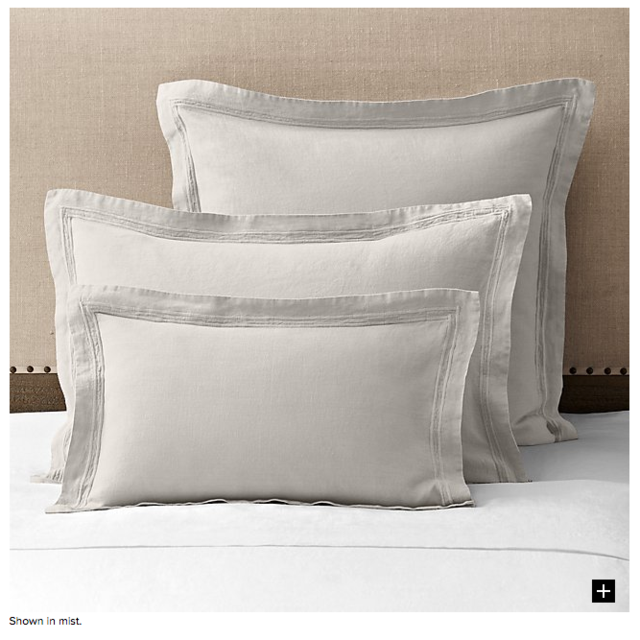 Stonewashed Belgian Linen Satin-Stitch Sham