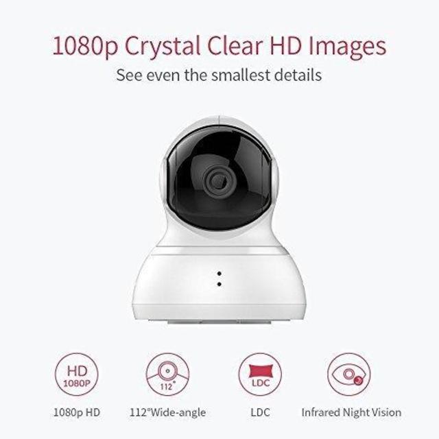 YI Dome Camera, 1080p HD Indoor Pan/Tilt/Zoom Wi-Fi IP Security Surveillance System with Auto-Cruise, Night Vision, Motion Tracking, Remote Control with iOS, Android App, Cloud Service (White)