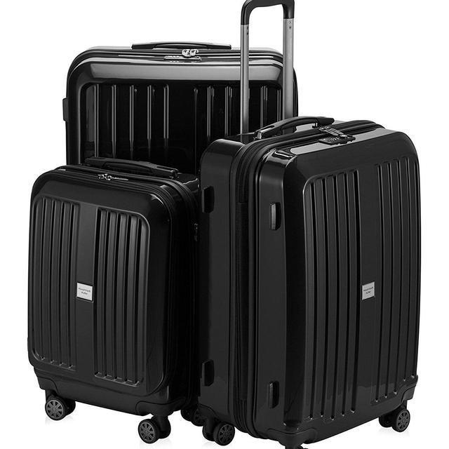 HAUPTSTADTKOFFER X-Berg Luggage Set Suitcase Set hard shell luggage (20', 24' &28') (black(Glossy))