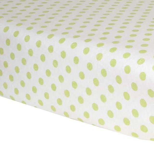 Trend Lab Print Flannel Crib Sheet, Sage Green and White Dot