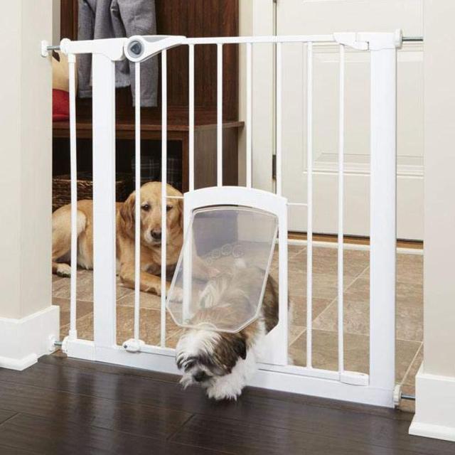 North States MyPet Wide Petgate Passage: Secure gate with Small Lockable pet Door.