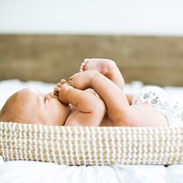 Baby Changing Basket with Quilted Liner | CPSC Safety Compliant | Trendy Baby Diaper Changing Table Pad Alternative | Large Seagrass Basket | Baby Dresser Topper (32" x 16")