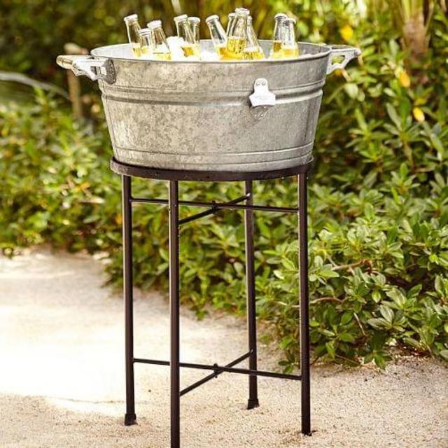 Galvanized Metal Party Bucket & Stand
