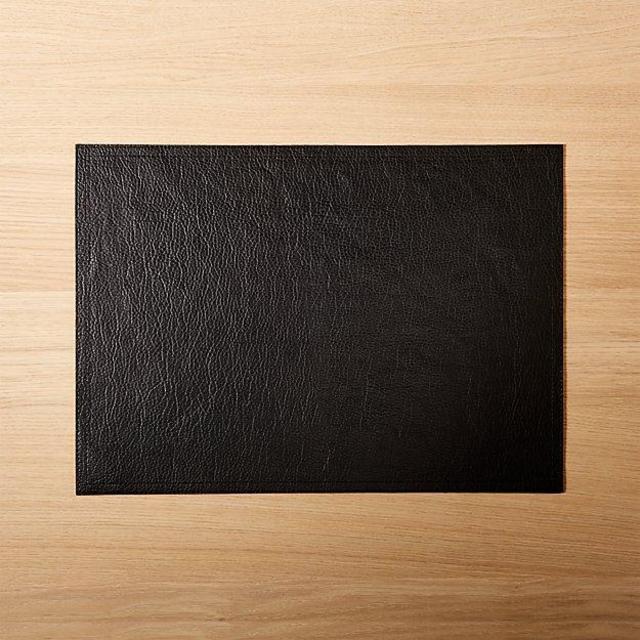 Faux Black Leather Placemat
