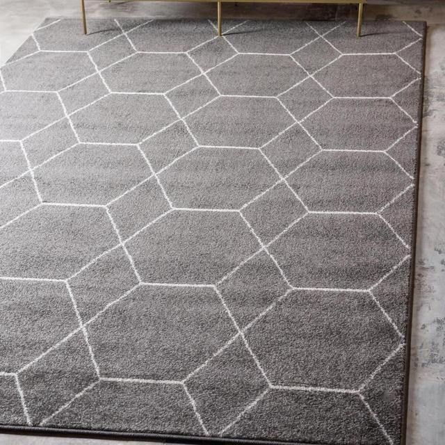 6' x 9' Lattice Frieze Rug - Dark Grey