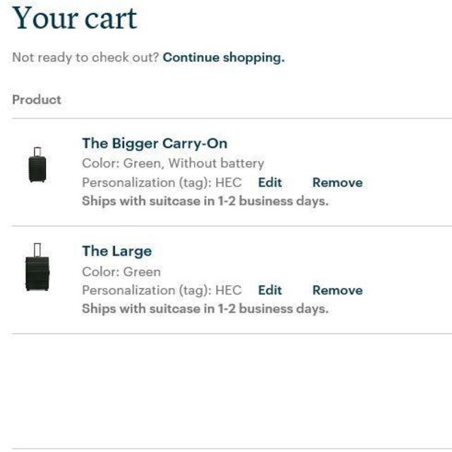 Away Suitcase- Green Bigger Carry on and Green The Large