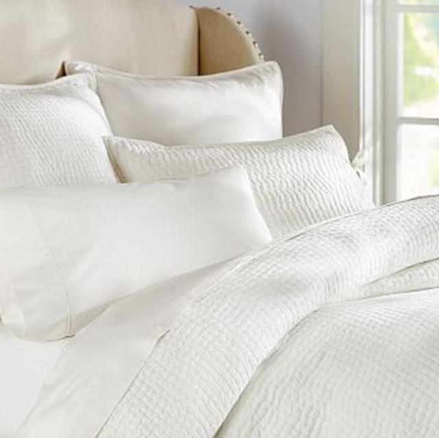 Pick-Stitch Handcrafted Quilt, King/Cal. King, White